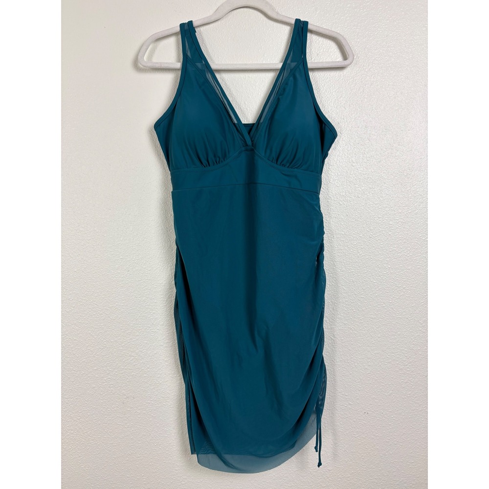 Blooming Jelly Women XL Teal Sarong Wrap Swim Dress One Piece Swimsuit NWT Beach